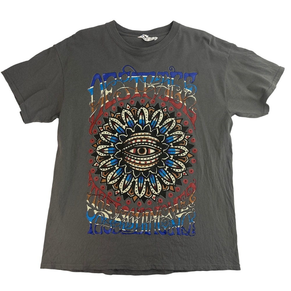 Gildan All Seeing Eye Graphic Print T-Shirt Men's Large Gray Cotton Casual - Picture 1 of 7